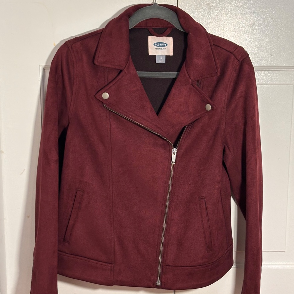 Faux Suede Old Navy Eggplant Moto Jacket S Fall - Picture 2 of 7
